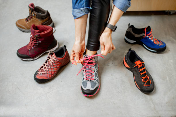 istock Trying different trail shoes for hiking 1095983736