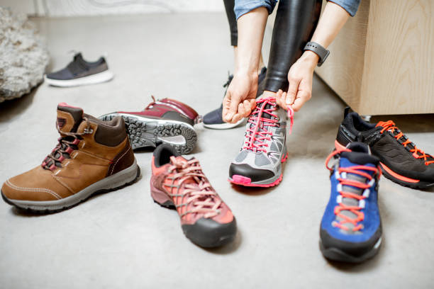 istock Trying different trail shoes for hiking 1095983778