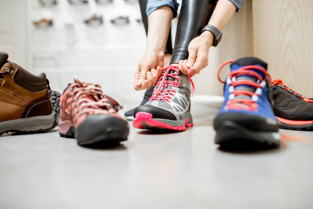 istock Trying different trail shoes for hiking 1095983780