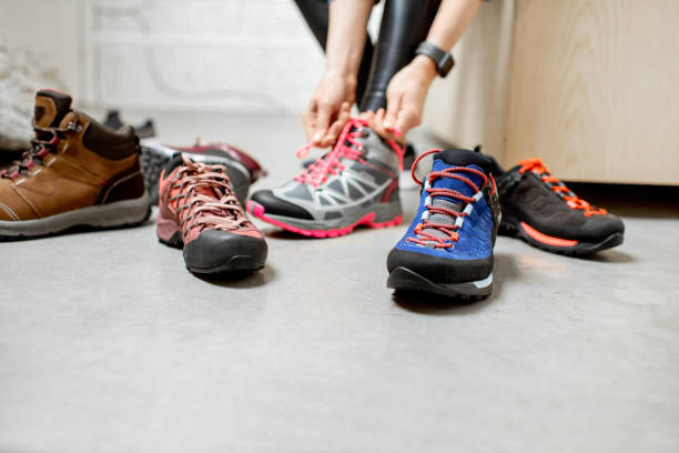 istock Trying different trail shoes for hiking 1095983794