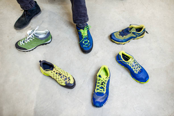 istock Trying different trail shoes for hiking 1095983936
