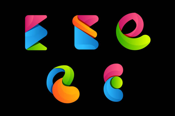 letter e colorful vector logo letter e colorful vector logo. template ready for use 3d red letter e stock illustrations
