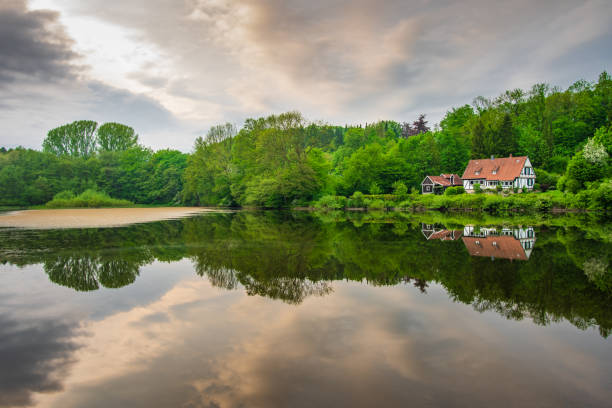 istock Pond  in Teutoburg Forest nearby Externsteine rocks, Germany 1095986876