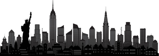 뉴욕 (모든 건물은 이동 하 고 완전 한) - empire state building stock illustrations