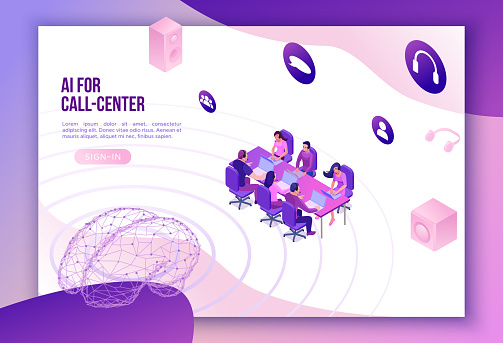 Call Center Visualize Isometric Call Center 3d Vector Illustration Artificial Intelligence ...