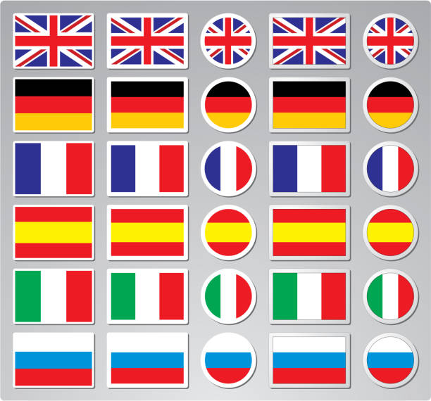 ilustrações, clipart, desenhos animados e ícones de um conjunto de botões de bandeira de vetor - english flag illustrations