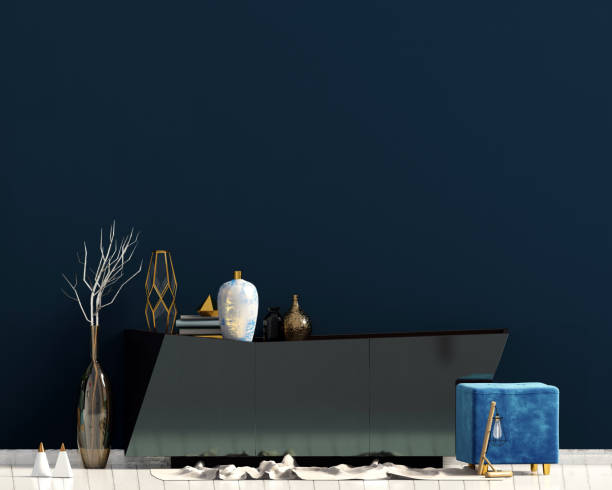 istock Modern interior design in Scandinavian style. Mock up wall. 3D illustration. 1095996190