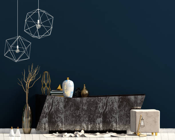 istock Iinterior design in contemporary style. Mock up wall. 3D illustration. 1095996212