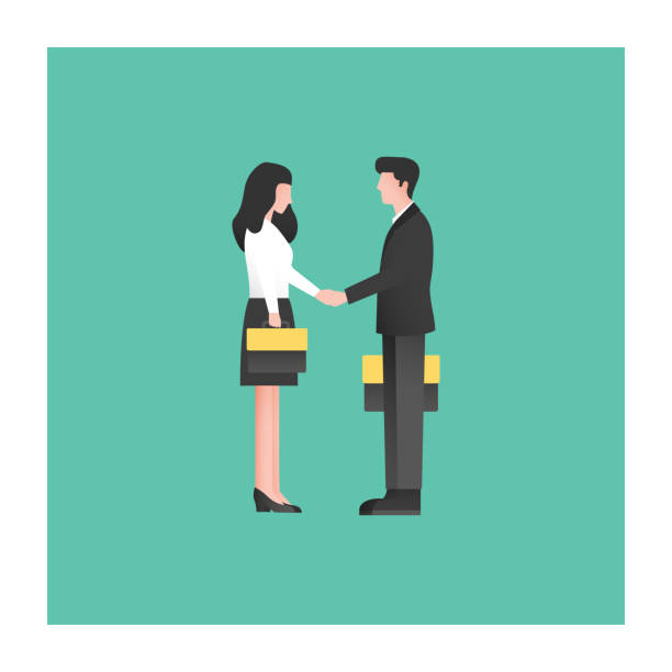 ilustraciones, imágenes clip art, dibujos animados e iconos de stock de icono de acuerdo - businessman two people business person handshake
