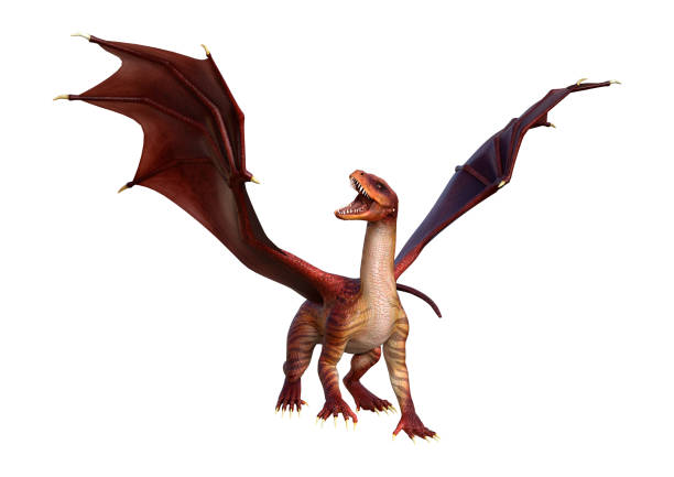 istock 3D illustration red fantasy dragon on white 1095999102