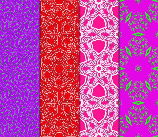 istock Set Of Pattern Of Abstract Geometric Flowers. Seamless Vector Illustration. For Design Greeting Cards, Backgrounds, Wallpaper, Interior Design. Tribal Ethnic Arabic, Fashion Decorative Ornament 1095999224