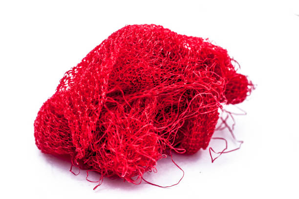 istock Red colored plastic scrub or scrubber used to clean vessels or utensils while washing isolated on white. 1096001052