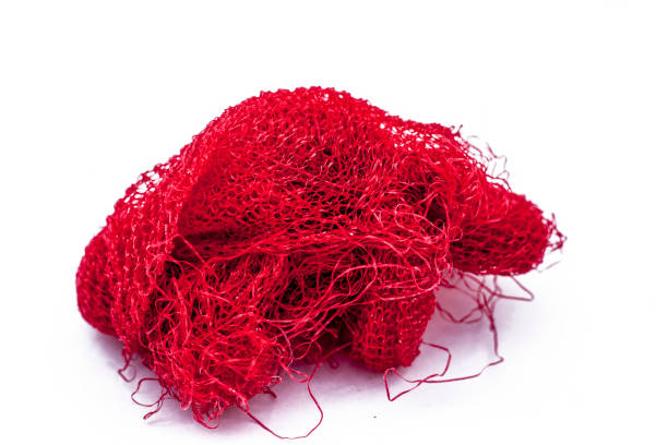 istock Red colored plastic scrub or scrubber used to clean vessels or utensils while washing isolated on white. 1096001058