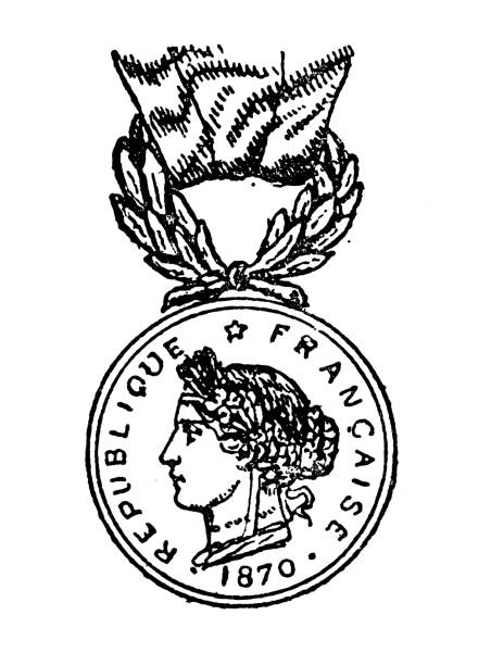 Antique old French engraving illustration: French medal awards