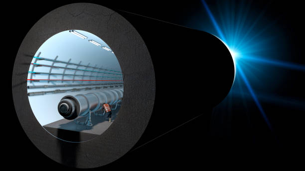 Section of the Cern tunnel. European Organization for Nuclear Research. CERN's main function is to provide the particle accelerators and other infrastructure needed for high-energy physics research Section of the Cern tunnel. European Organization for Nuclear Research. It is the largest laboratory in the world of particle physics. 3d rendering neutron photos stock pictures, royalty-free photos & images