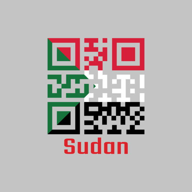 istock QR code set the color of Sudanese flag, red white and black; with a green triangle based at the hoist. 1096018902