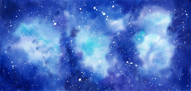 istock Space watercolor hand painted background. Abstract galaxy painting. 1096020234