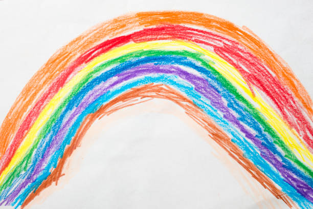 Colorful kid's drawing of a rainbow