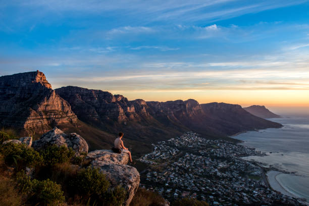A solitary man with Table Mountain