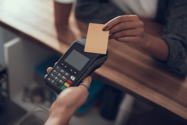 Laconic image of easy payment by card in the cafe