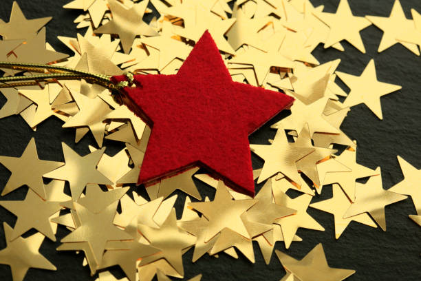 istock Golden stars on black background 1096026370
