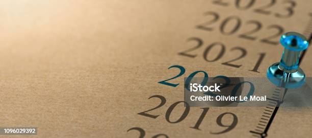 Year 2020 Two Thousand And Twenty Timeline Stock Photo - Download Image Now - Timeline - Visual Aid, Planning, Forecasting