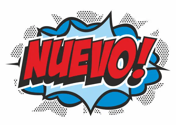 Vector illustration of Pop art style 'NUEVO'