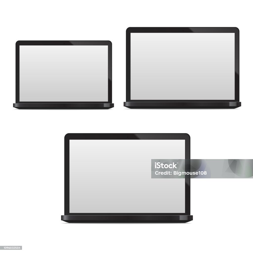 Vector 3d Computer Realistic 3d Detailed Laptop Computer Pc Set Vector Stock Illustration ...