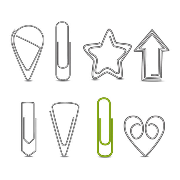 ilustrações de stock, clip art, desenhos animados e ícones de realistic 3d detailed metal paper clips set. vector - triangle square equipment work tool