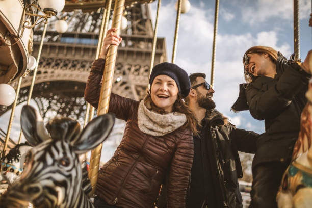 istock Friends having fun on Carousel at Paris 1096033922