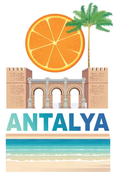 Vector illustration of Antalya Gate and Hadrian's Gate