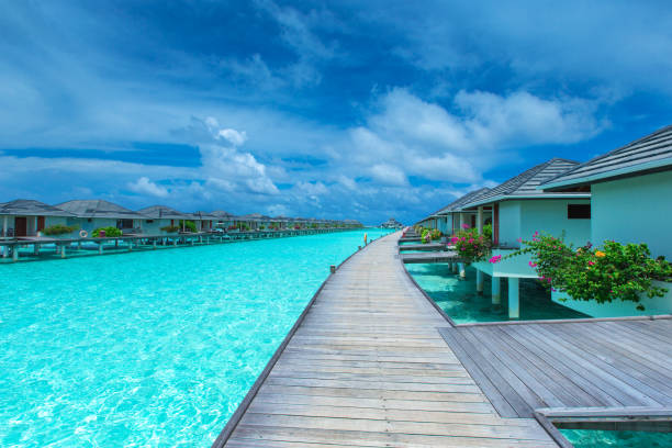 istock Maldives water bungalow on ocean water landscape 1096045540