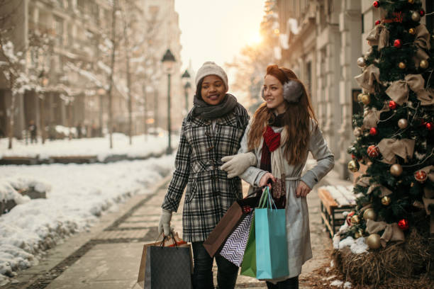 istock Two young women shopping for Christmas 1096057280