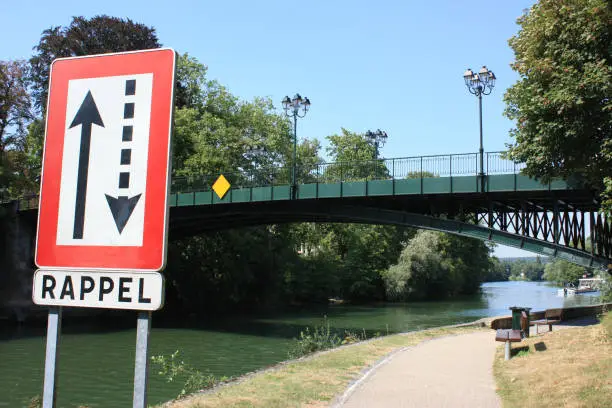 Oise France River navigation   Priority road sign