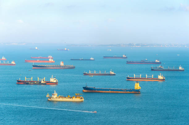 istock Industrial cargo shipping Singapore harbor 1096060886