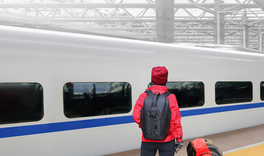 ‎Solo travelling , middle aged asian female tourist travel with high-speed train