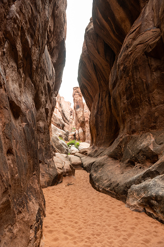 Slot canyon in Fiery Furnace, Arches National Park, Utah