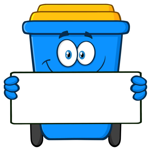 Smiling Blue Recycle Bin Cartoon Mascot Character Holding A Blank Sign  Stock Illustration - Download Image Now - iStock