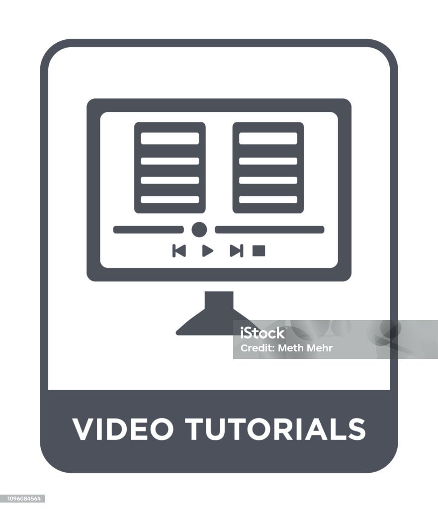 Videotutorials Symbol Vektor Auf Weißem Hintergrund Gefüllt ...