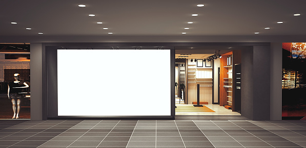 Shop front store design render by 3d software - copy space