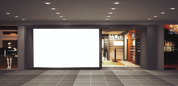 shop front store design render by 3d software - copy space - fachada loja imagens e fotografias de stock