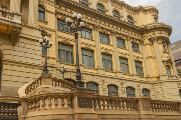 Facade of the National Library building on Rio Branco Avenue, downtown Rio de Janeiro, inaugurated in 2910