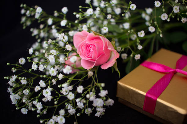 Gift for Valentines, flowers and jewelry box