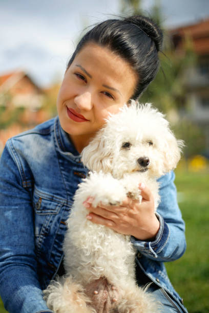 istock Young woman and her toy poodle 1096101082