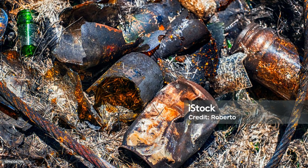 Glass Fiber Beer Can And Glass Melted After Fire Stock Photo - Download  Image Now - Accidents and Disasters, Apocalypse, Arid Climate - iStock