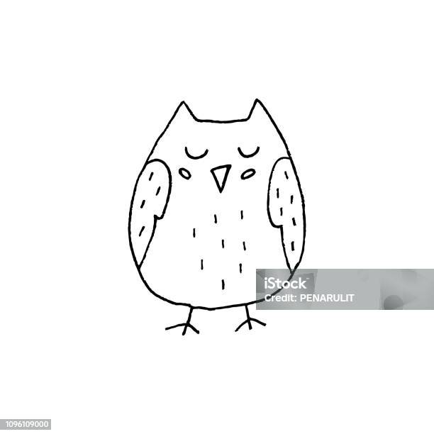 Cute Hand Drawn Owl Vector Illustration Stock Illustration - Download Image Now - Owl, Drawing - Activity, Drawing - Art Product