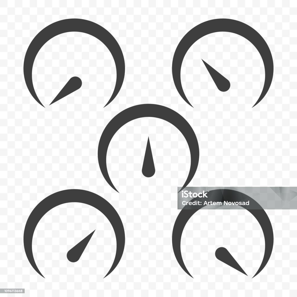 Set of speed scale icons. Vector on transparent background. Set of speed scale icons. Vector on transparent background Semi-Circle stock vector