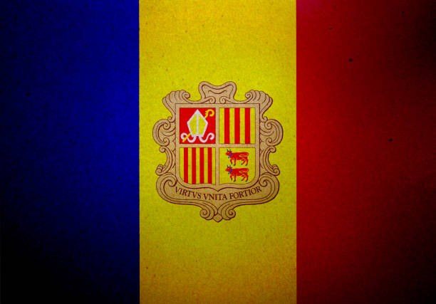 Flag of Andorra printed on a paper sheet.