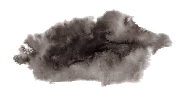 абстрактные выразительные черные чернила или акварельные пятна - cloud cloudscape symbol ink stock illustrations
