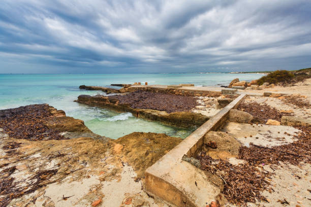 istock Es Trenc beach under gloomy sky 1096147302